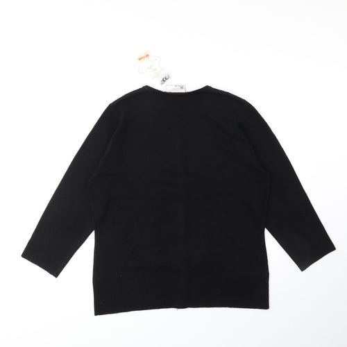 BHS Womens Black Round Neck Acrylic Cardigan Jumper Size 14