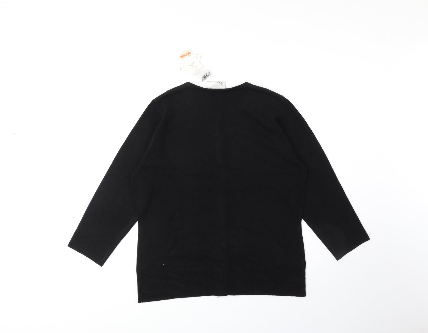 BHS Womens Black Round Neck Acrylic Cardigan Jumper Size 14