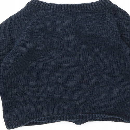 Marks and Spencer Boys Blue 100% Cotton Cardigan Jumper Size 9-12 Months Button - Eliphant