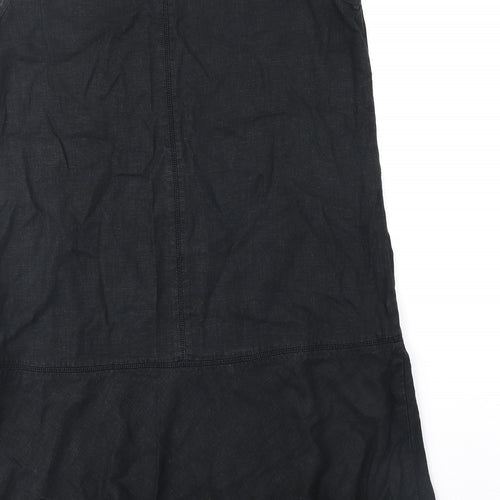 NEXT Womens Black Linen Pinafore/Dungaree Dress Size 16 Round Neck Pullover