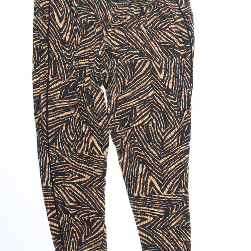 F&F Womens Orange Geometric Viscose Trousers Size 12 Regular Drawstring