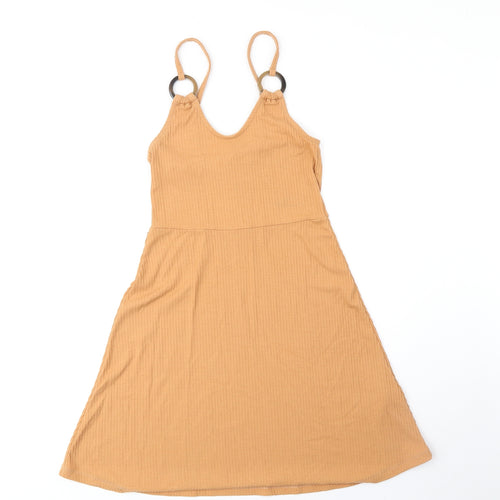 Topshop Womens Orange Polyester Tank Dress Size 6 Scoop Neck Pullover