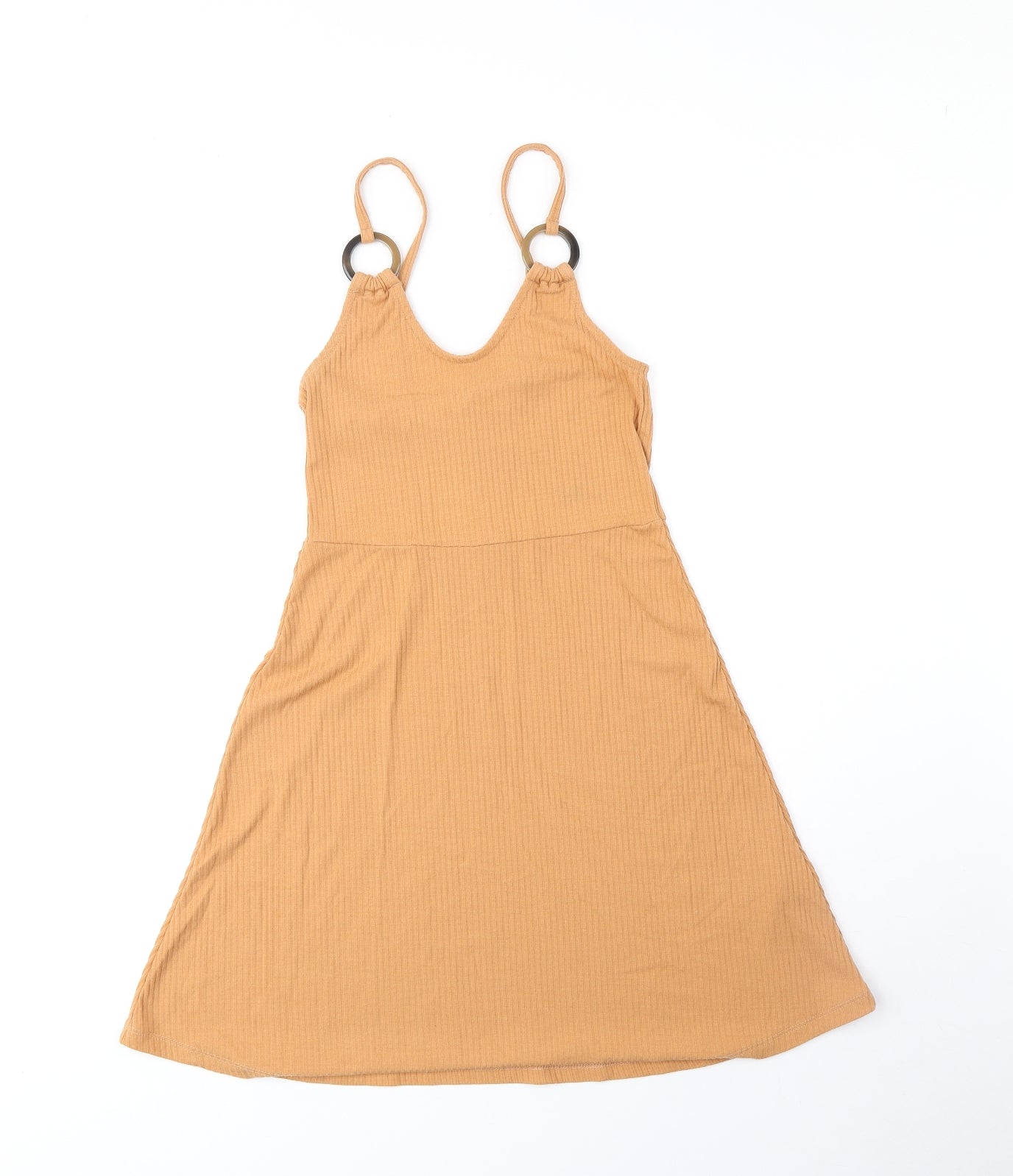 Topshop Womens Orange Polyester Tank Dress Size 6 Scoop Neck Pullover