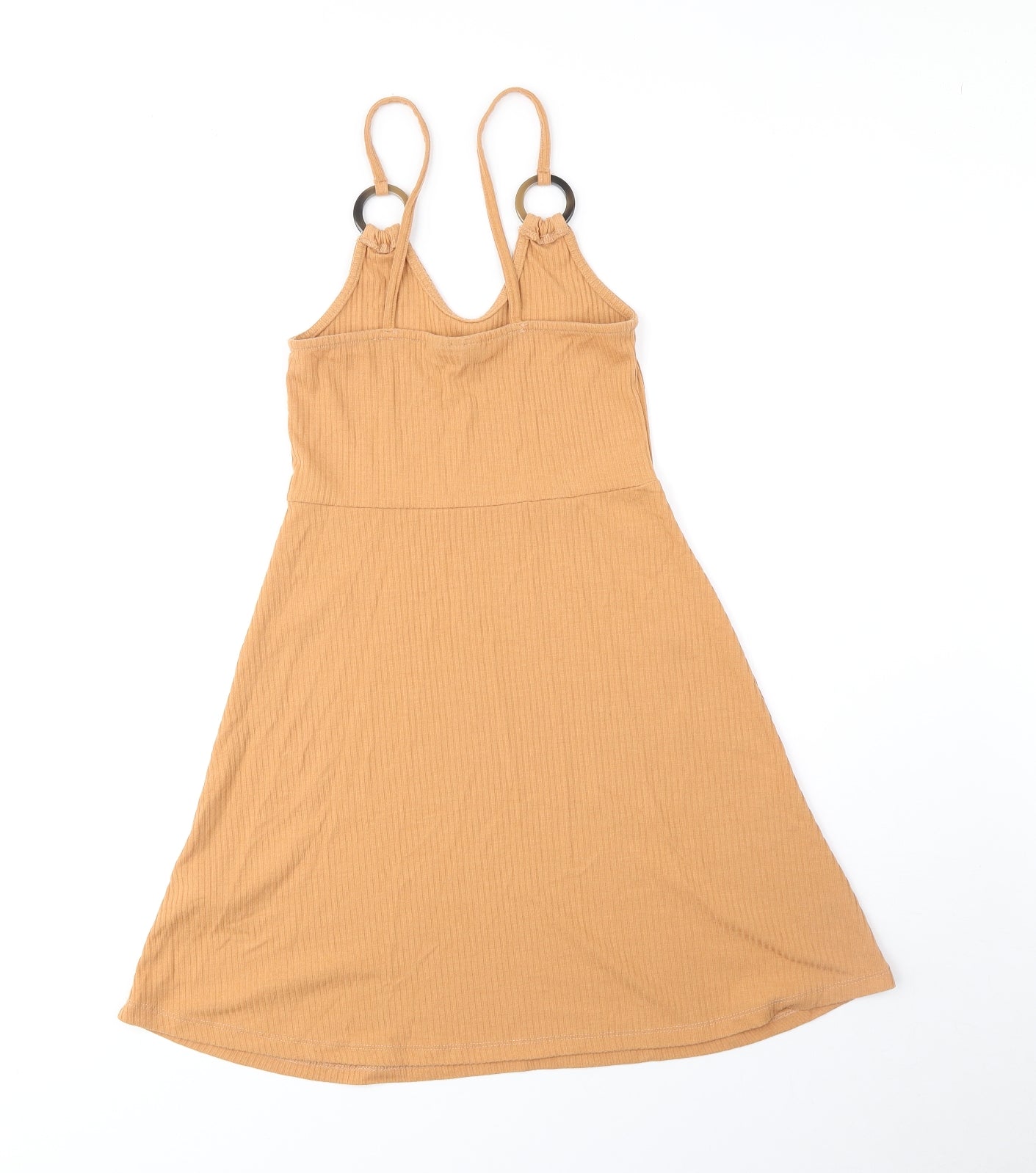 Topshop Womens Orange Polyester Tank Dress Size 6 Scoop Neck Pullover