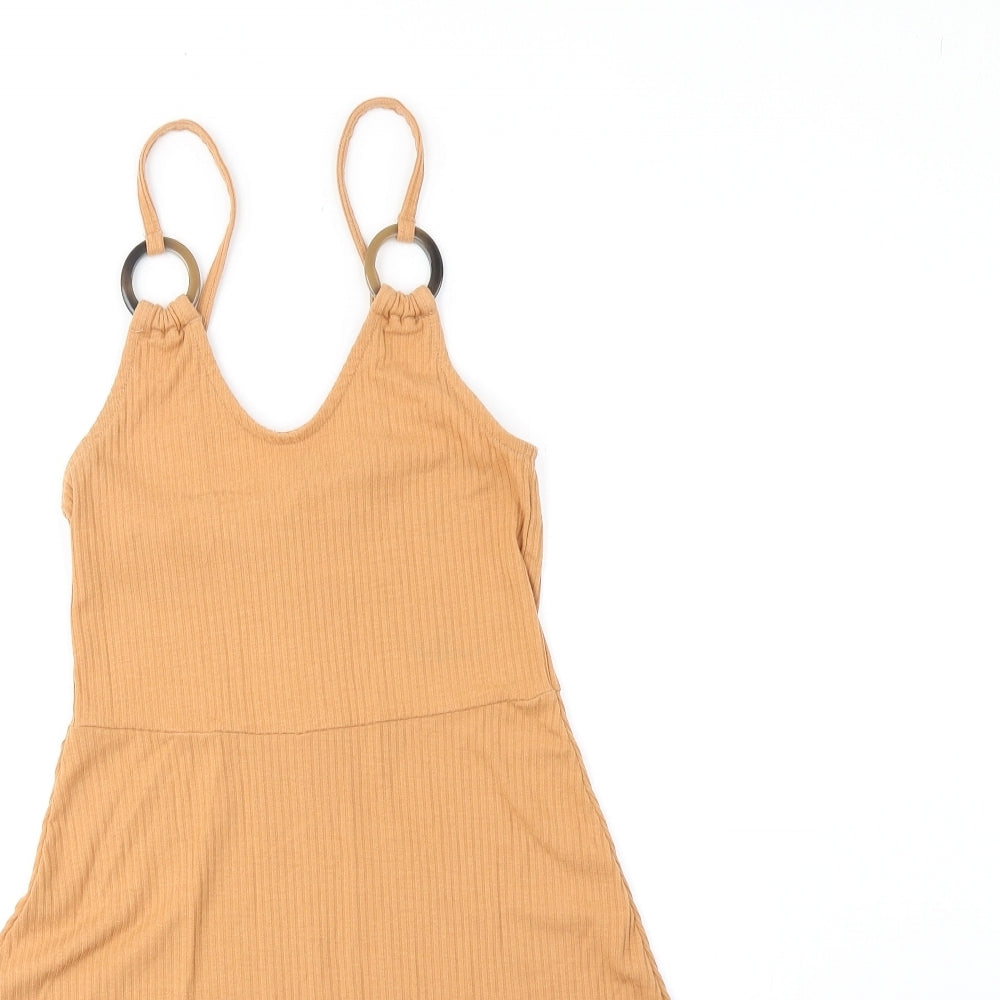 Topshop Womens Orange Polyester Tank Dress Size 6 Scoop Neck Pullover