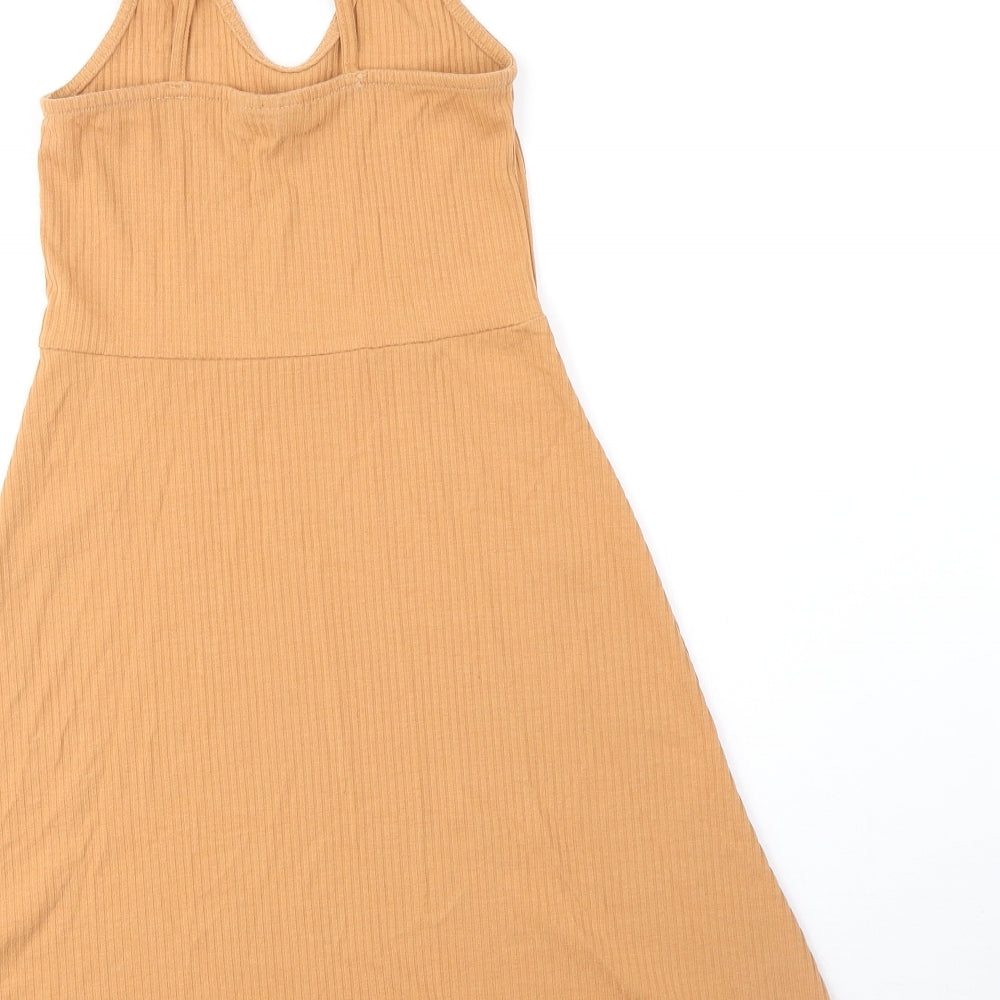 Topshop Womens Orange Polyester Tank Dress Size 6 Scoop Neck Pullover