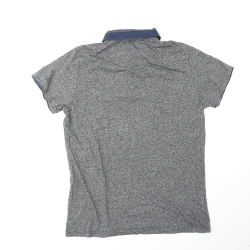 Authentic casual wear Mens Grey Cotton Polo Size L Collared Pullover
