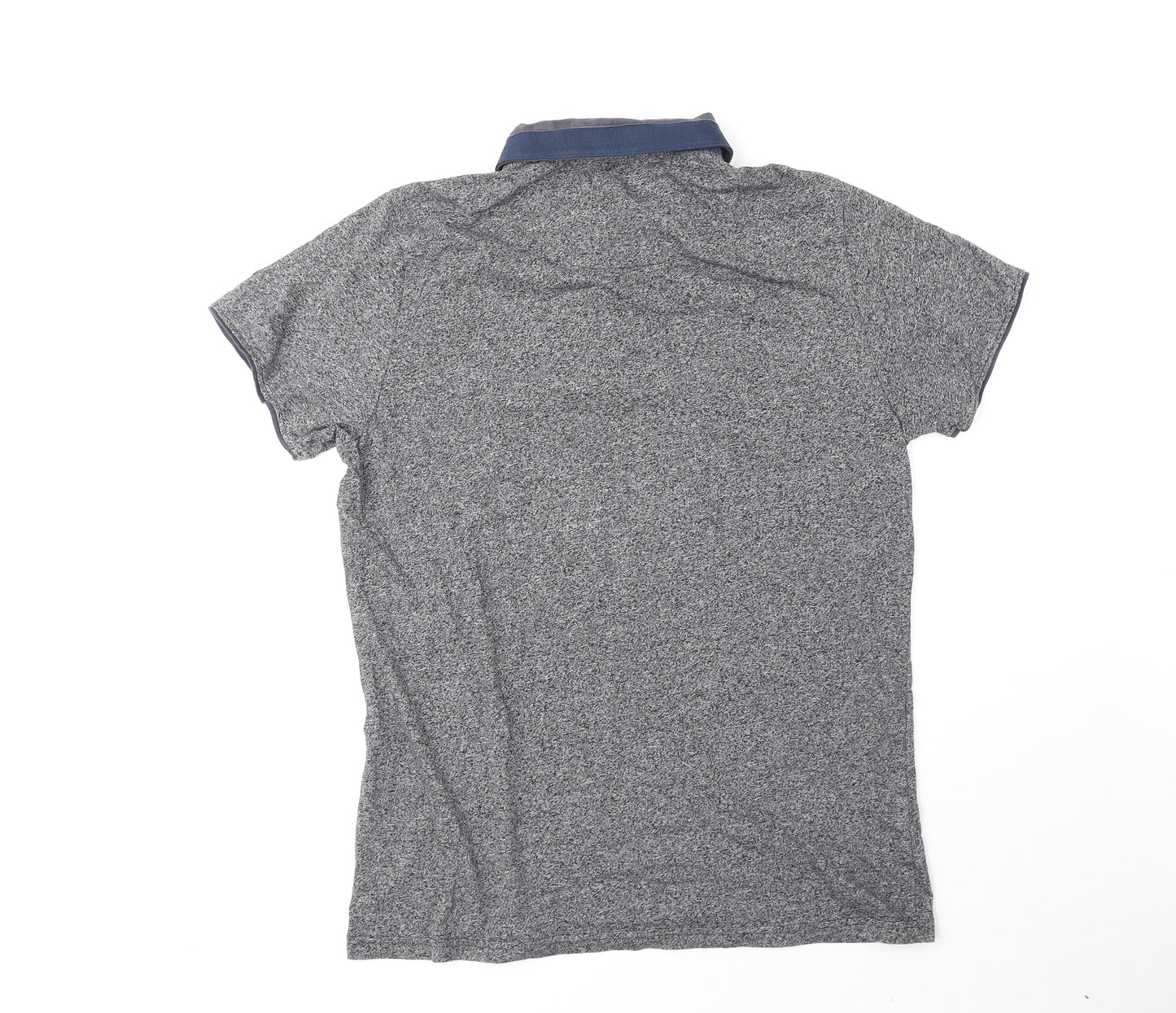 Authentic casual wear Mens Grey Cotton Polo Size L Collared Pullover