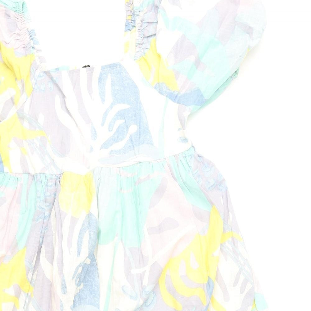 TU Womens Multicoloured Geometric Cotton Fit & Flare Size 14 Square Neck Pullover