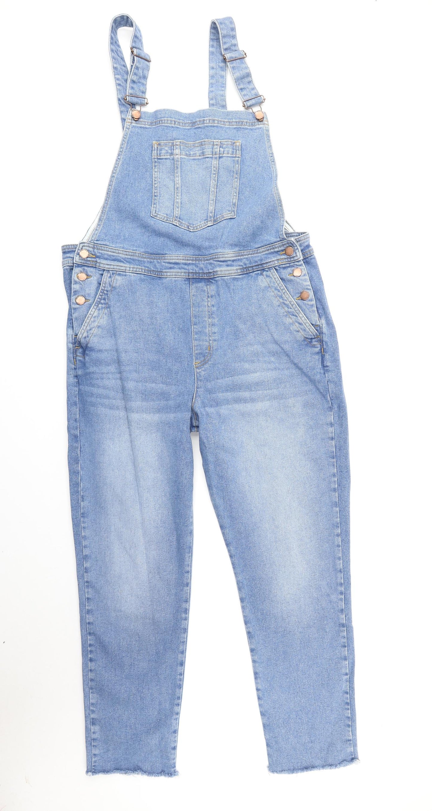 Boden Womens Blue Cotton Dungaree One-Piece Size 16 Button