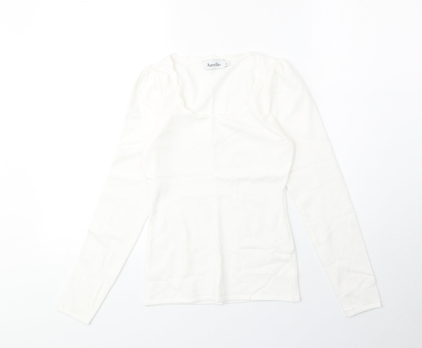 Aurelie Womens White Scoop Neck Viscose Pullover Jumper Size M