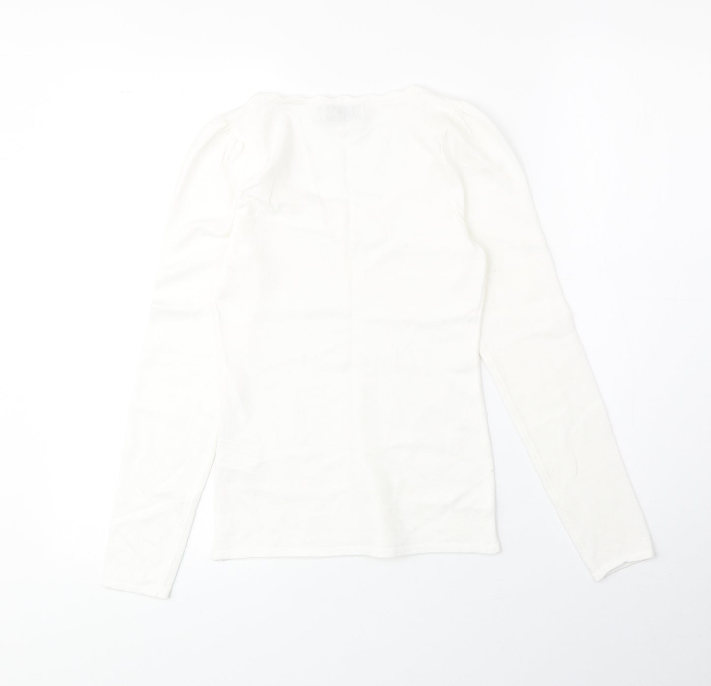 Aurelie Womens White Scoop Neck Viscose Pullover Jumper Size M