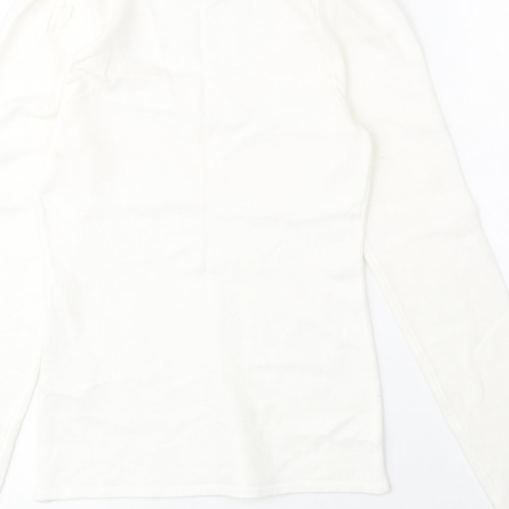 Aurelie Womens White Scoop Neck Viscose Pullover Jumper Size M