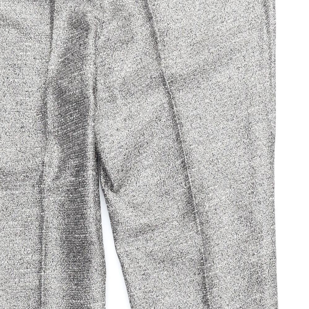 NEXT Womens Silver Polyester Trousers Size 16 Regular Zip