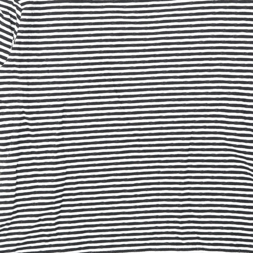 DASH Womens Black Striped Cotton Basic Blouse Size 10 V-Neck