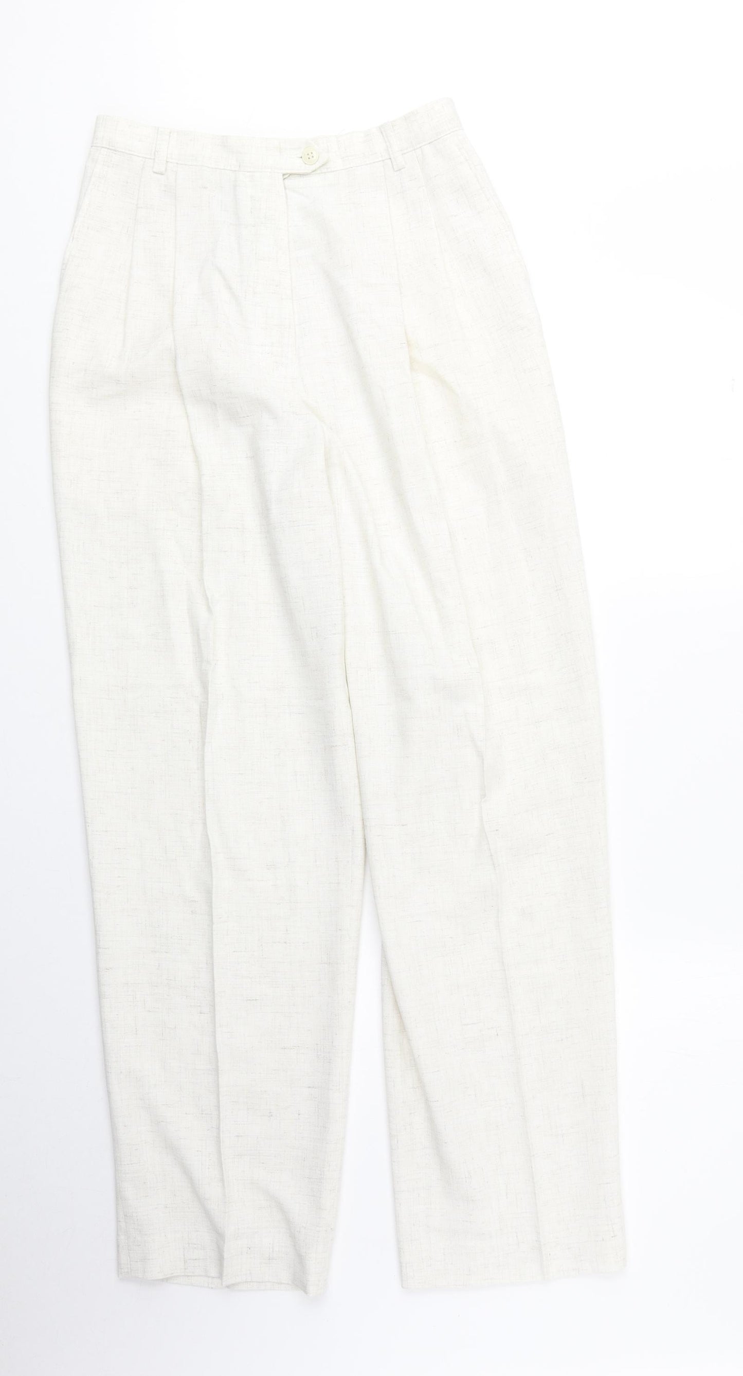 Marks and Spencer Womens Beige Polyester Chino Trousers Size 12 Regular Zip