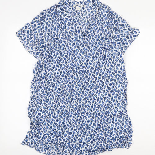 george & martha Womens Blue Floral Viscose Sheath Size 8 V-Neck Pullover