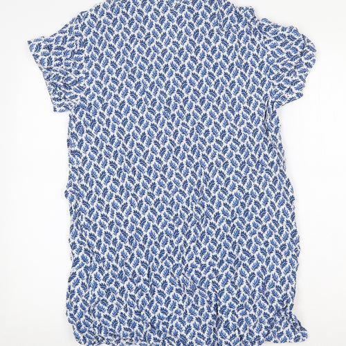 george & martha Womens Blue Floral Viscose Sheath Size 8 V-Neck Pullover
