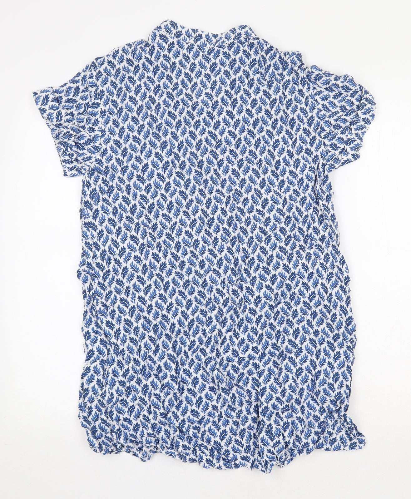 george & martha Womens Blue Floral Viscose Sheath Size 8 V-Neck Pullover