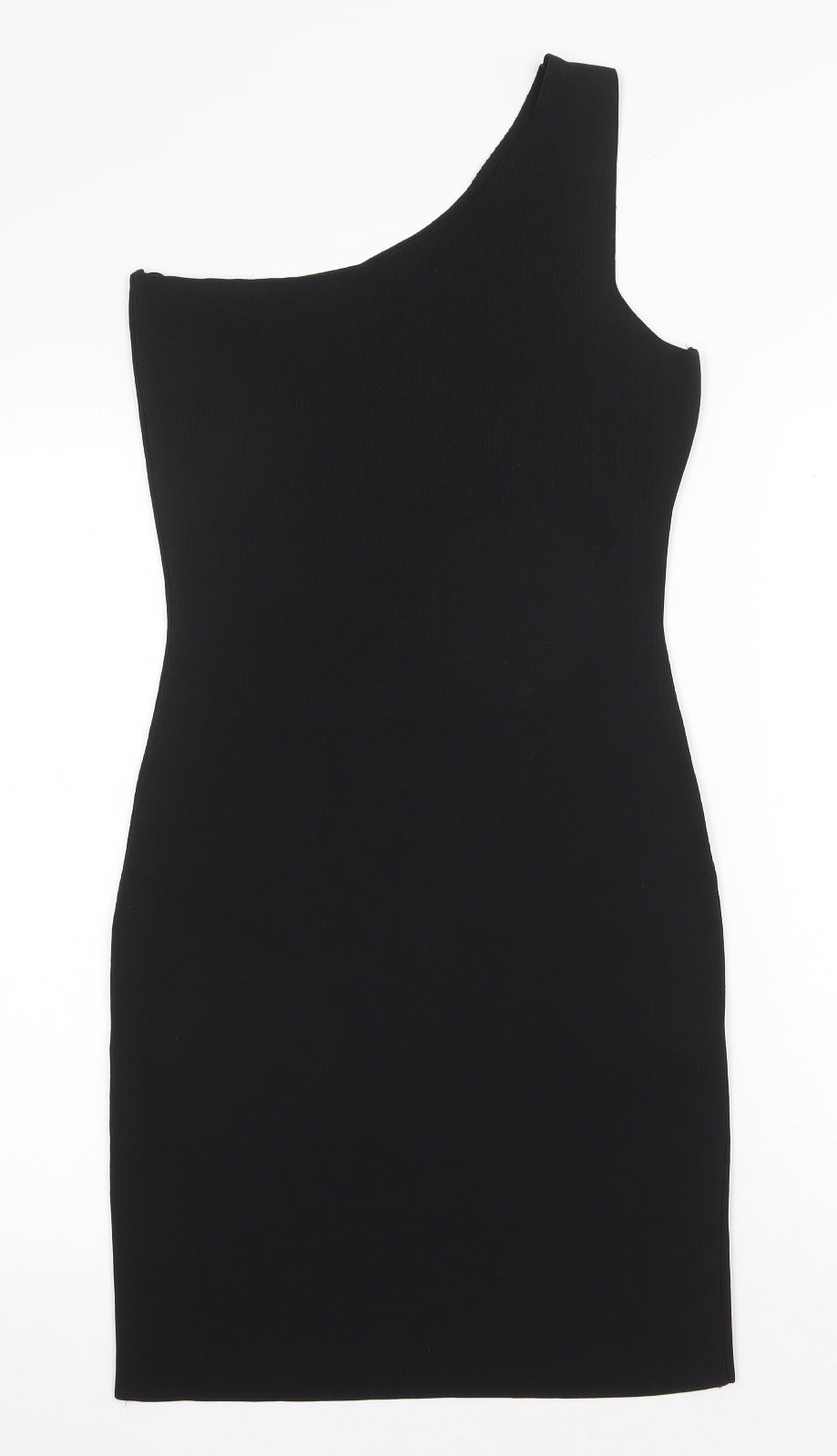 Primark Womens Black Polyester Bodycon Size M One Shoulder Pullover