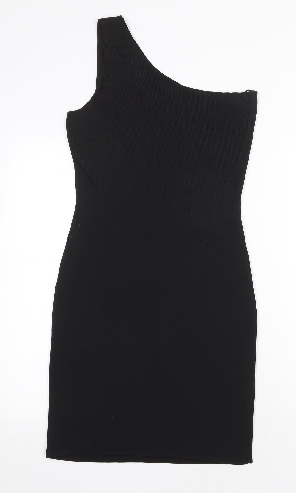 Primark Womens Black Polyester Bodycon Size M One Shoulder Pullover