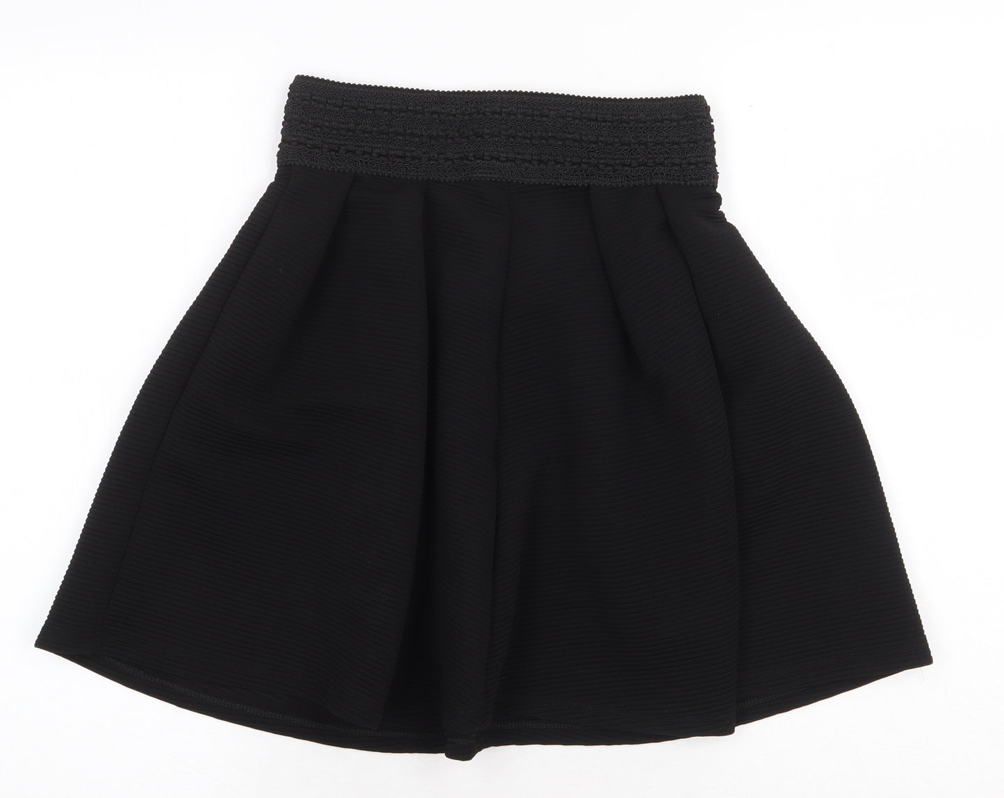 Preworn Womens Black Polyester Skater Skirt Size 6