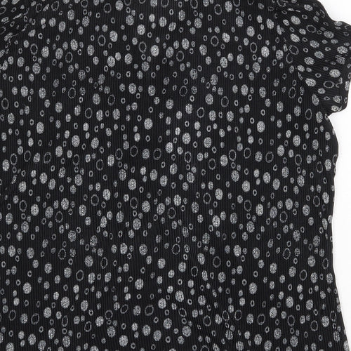 Debenhams Womens Black Geometric Polyester Basic Blouse Size 18 V-Neck
