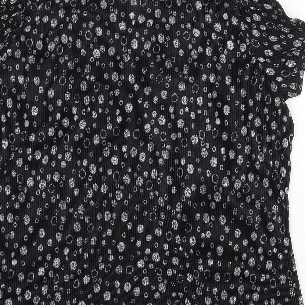 Debenhams Womens Black Geometric Polyester Basic Blouse Size 18 V-Neck