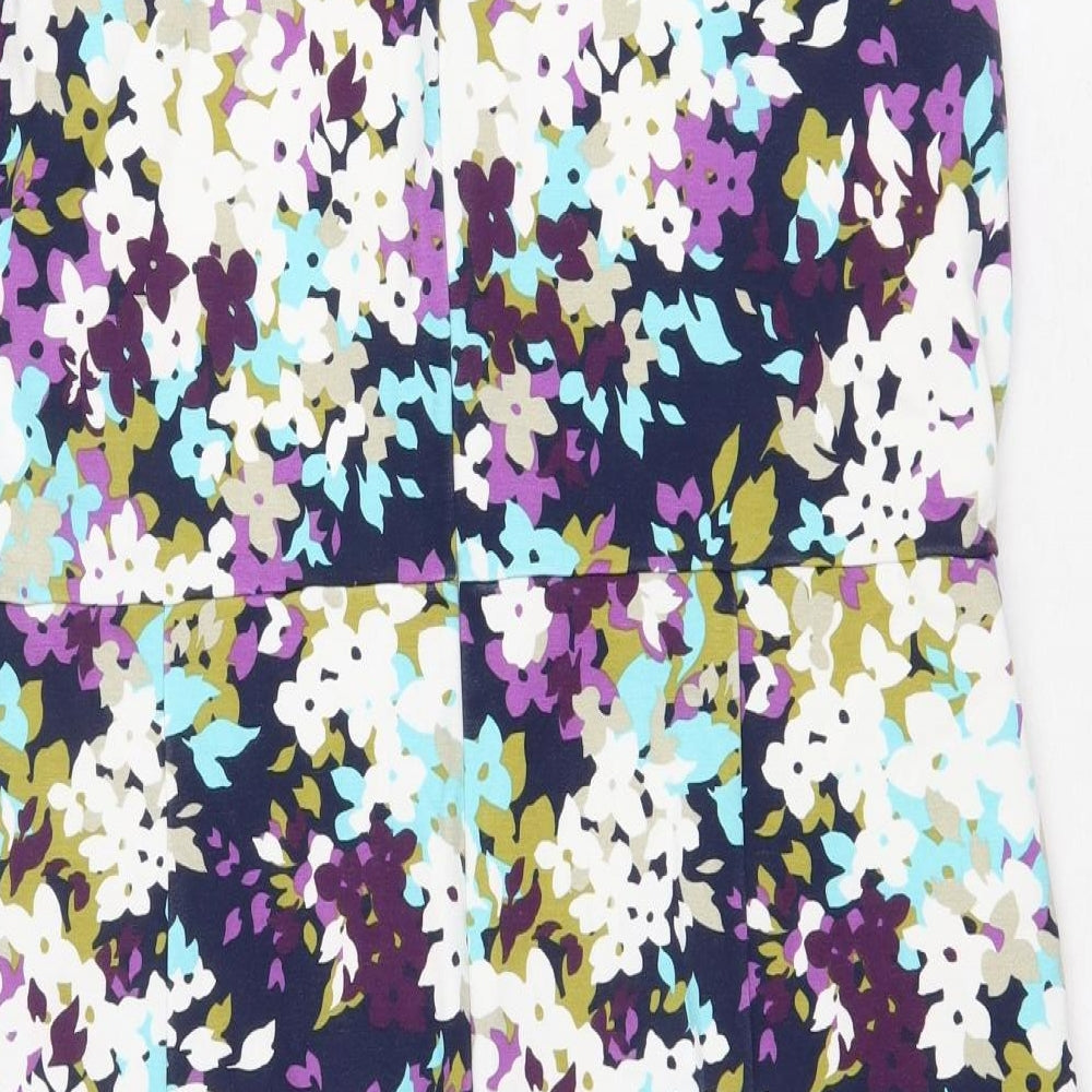 Lands' End Womens Multicoloured Floral Viscose A-Line Size 18 Round Neck Zip