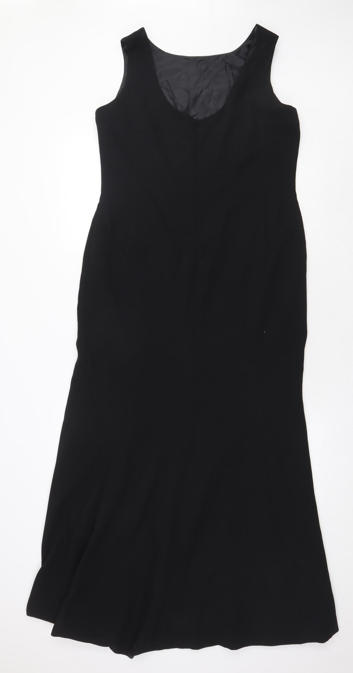 Country Casuals Womens Black Floral Polyester Maxi Size 12 Round Neck Zip