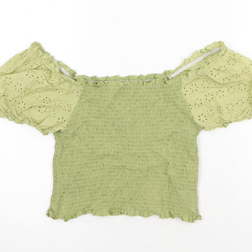 SheIn Womens Green Polyester Basic Blouse Size L Off the Shoulder