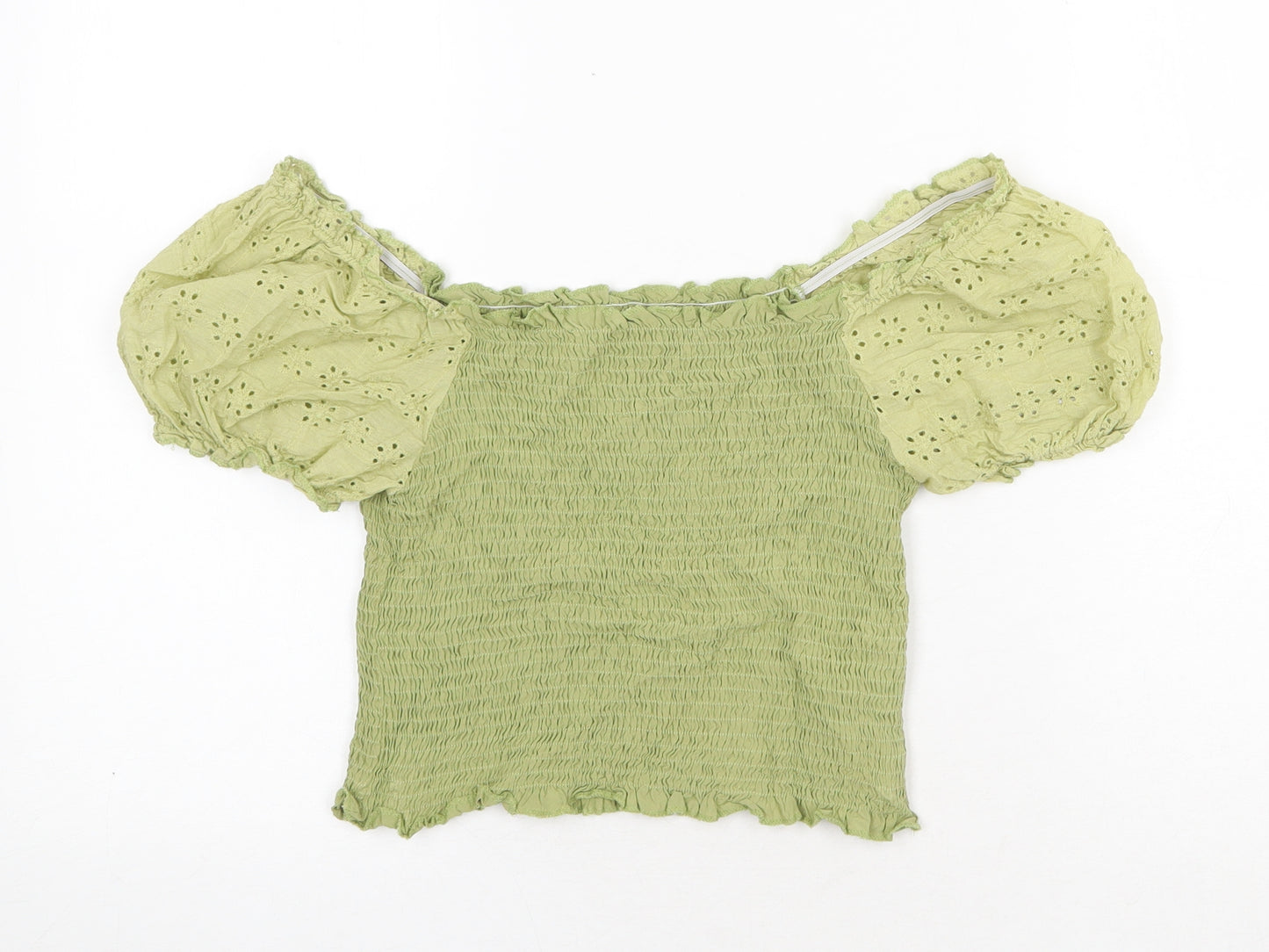 SheIn Womens Green Polyester Basic Blouse Size L Off the Shoulder