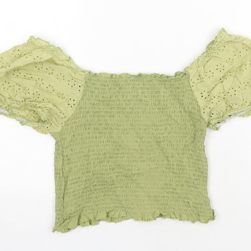 SheIn Womens Green Polyester Basic Blouse Size L Off the Shoulder