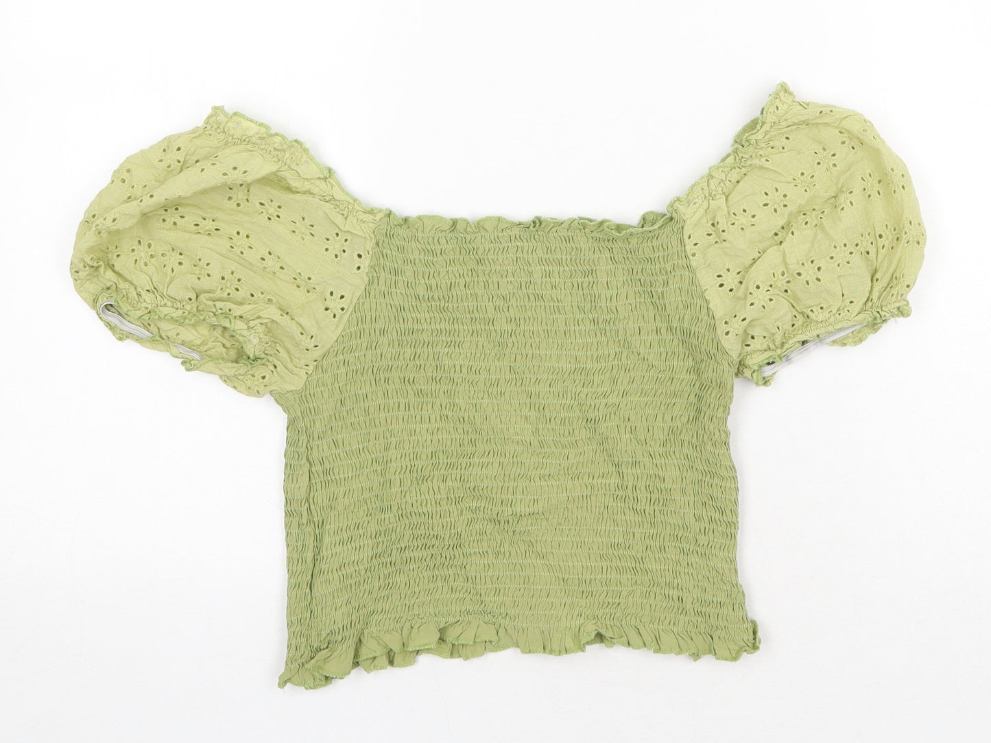 SheIn Womens Green Polyester Basic Blouse Size L Off the Shoulder