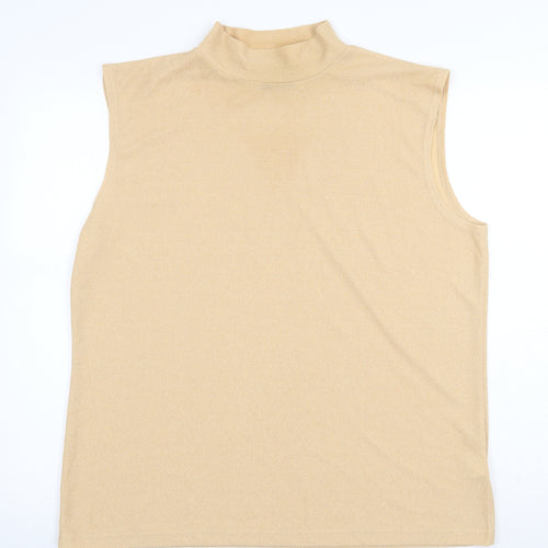 Canda Womens Beige Polyester Basic Tank Size XL High Neck