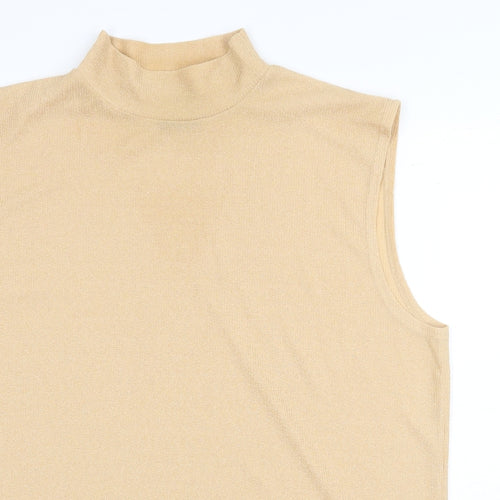 Canda Womens Beige Polyester Basic Tank Size XL High Neck