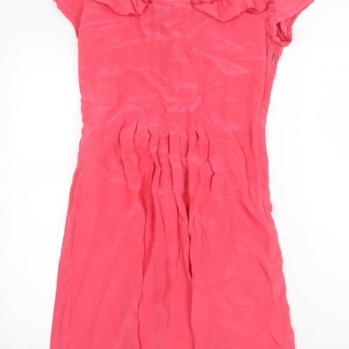 Gerard Darel Womens Pink Polyester Fit & Flare Size 8 Scoop Neck Zip