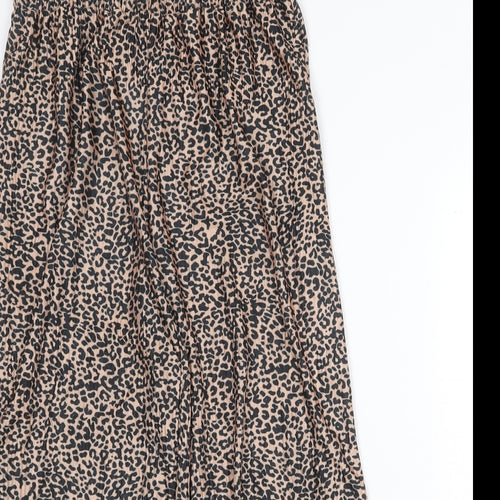Very Womens Beige Animal Print Polyester Trousers Size 8 Regular