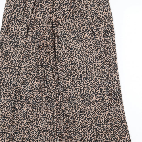Very Womens Beige Animal Print Polyester Trousers Size 8 Regular