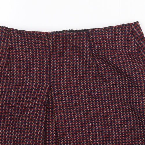 Preworn Womens Red Plaid Cotton Mini Skirt Size 28 in Zip