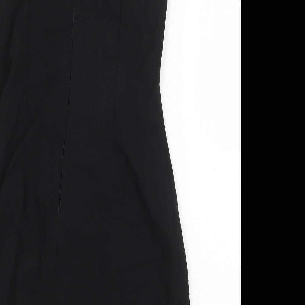 Debenhams Womens Black Polyester Bodycon Size L Square Neck Zip - Pleat Detail
