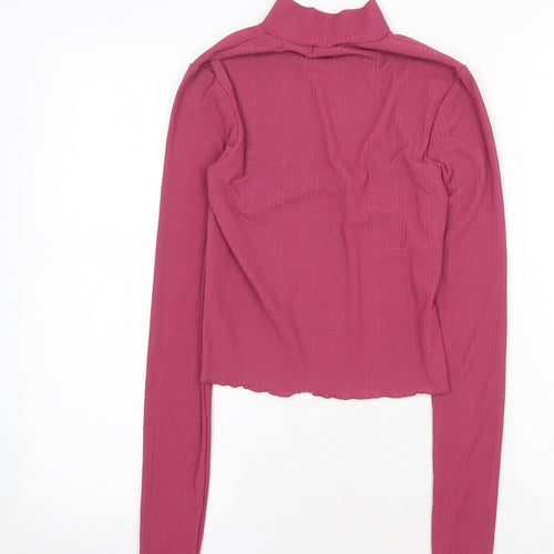 Urban Outfitters Womens Orange Cotton Basic Blouse Size S High Neck