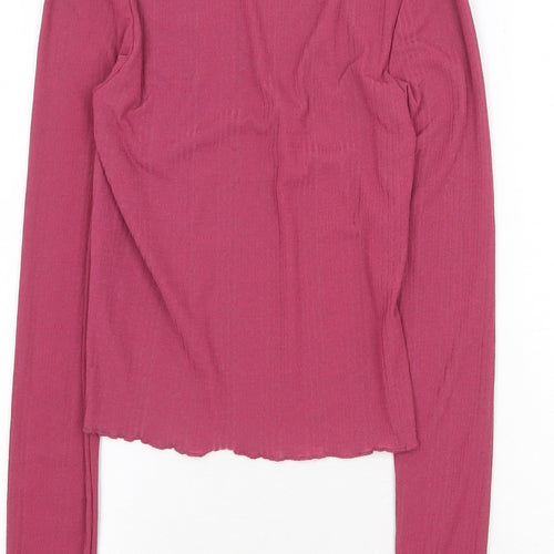 Urban Outfitters Womens Orange Cotton Basic Blouse Size S High Neck