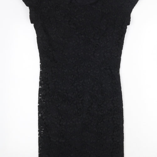 MJW Studio Womens Black Polyester Bodycon Size 8 Boat Neck Zip