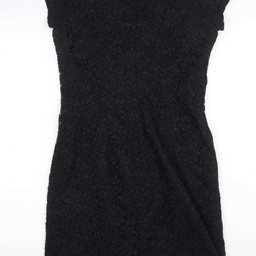 MJW Studio Womens Black Polyester Bodycon Size 8 Boat Neck Zip