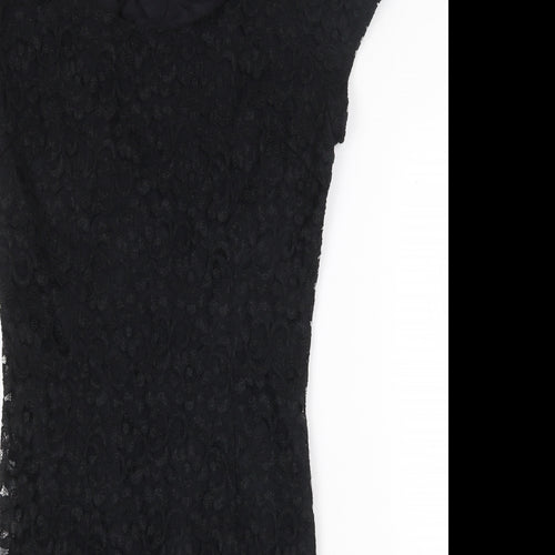 MJW Studio Womens Black Polyester Bodycon Size 8 Boat Neck Zip