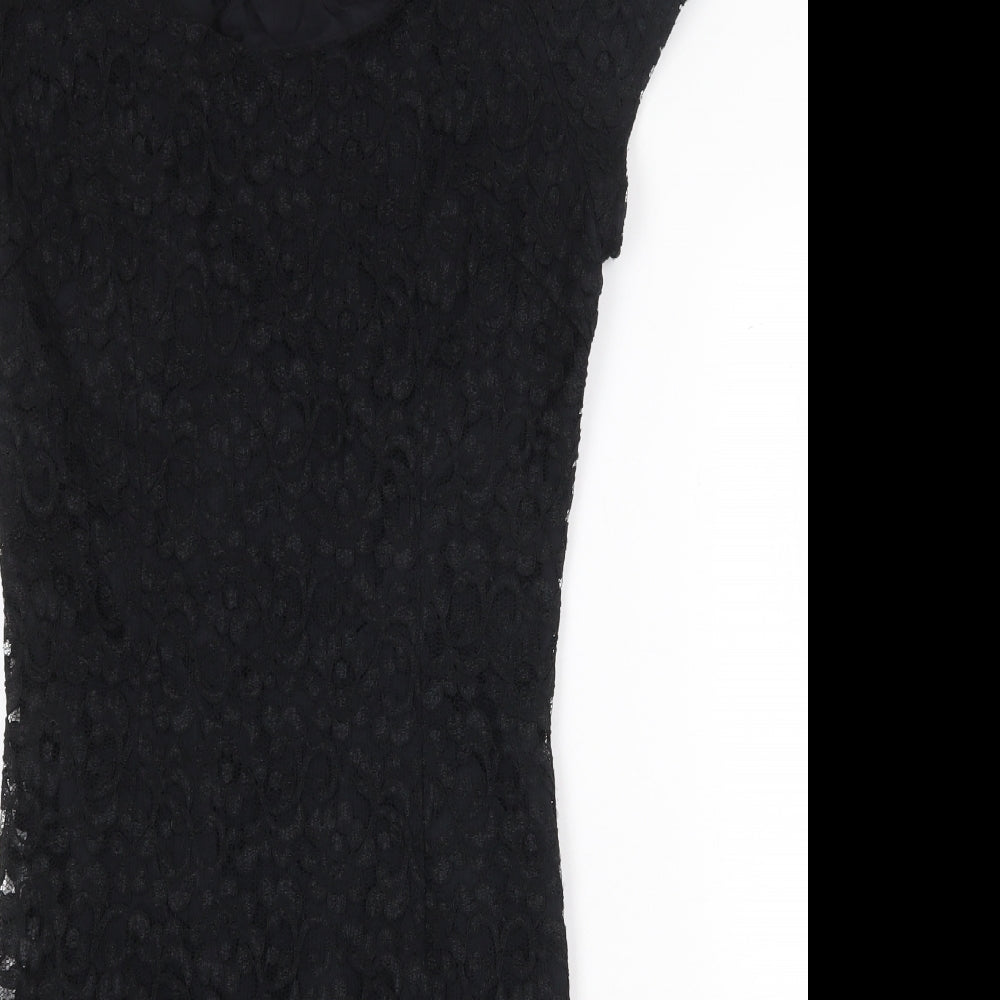 MJW Studio Womens Black Polyester Bodycon Size 8 Boat Neck Zip