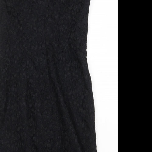 MJW Studio Womens Black Polyester Bodycon Size 8 Boat Neck Zip