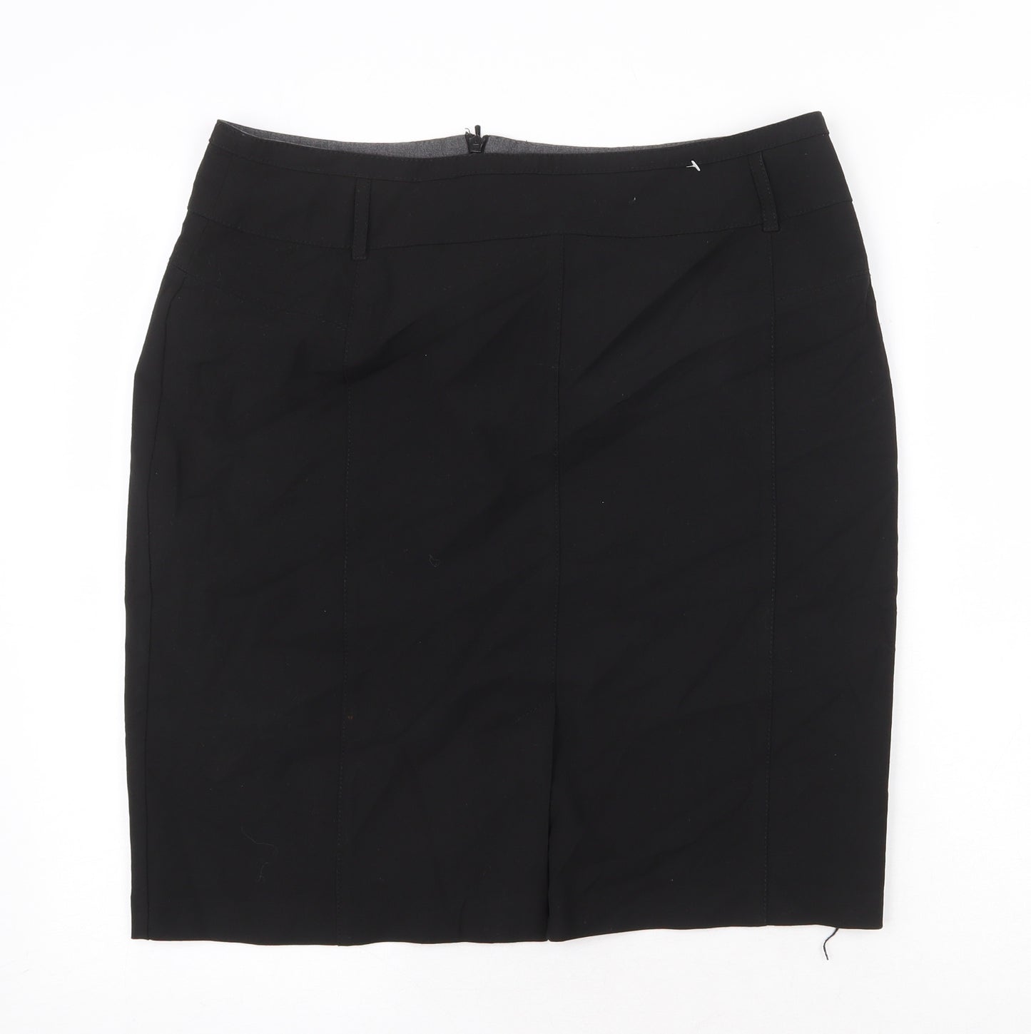 Oasis Womens Black Polyester Straight & Pencil Skirt Size 16 Zip