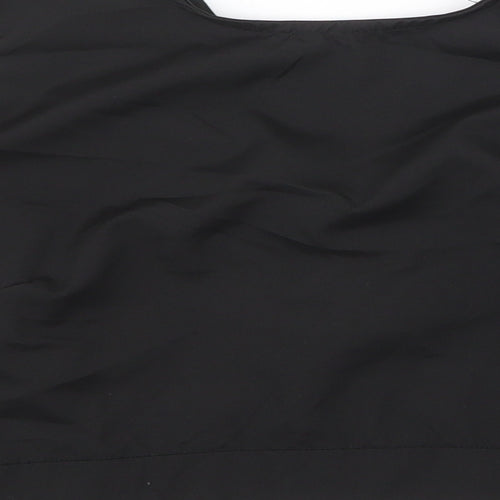 Flammode Womens Black Polyester Cropped Blouse Size S V-Neck - Cold Shoulder Angel Sleeve